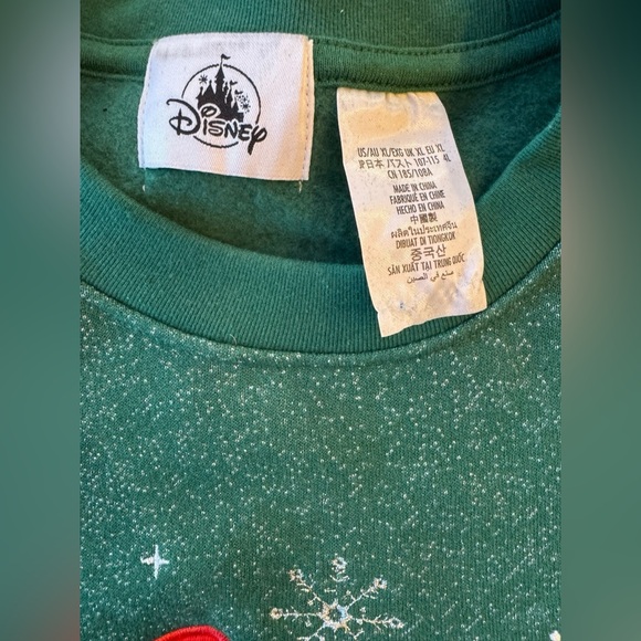 NEW Disney Mickey & Minnie Christmas Sweatshirt Green with Silver Women’s XL - Picture 3 of 7